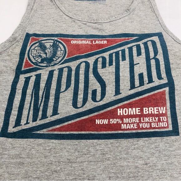 Unisex Imposter Beer Gray Tank Top - Picture 5 of 16